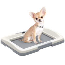 PAWHUT Pee Pad Holder, Dog Potty Tray for Indoor Outdoor, 18" X 13" Easy to Clean Dog Training Toilet Pee Pad Tray In Grey