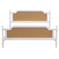 KEPOOMAN Traditional Style Rattan Queen Size Bed Frame - In White