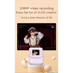THE WAY New Polaroid Camera Portable Thermal Print Camera Children's Day Gift Pink [32G High Configuration Contains 1 Roll Of Black And Printing