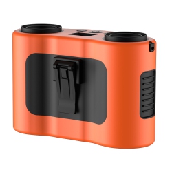 THE WAY 25 New Waist-Hanging Fan, Long-Life Outdoor Camping Fan, High-Wind Construction Site Portable Mini Waist-Hanging Fan - Orange-Red