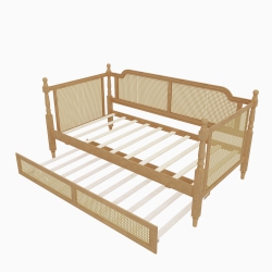 KEPOOMAN Traditional Style Rattan Twin Size Daybed With Twin Size Trundle - Antique Walnut