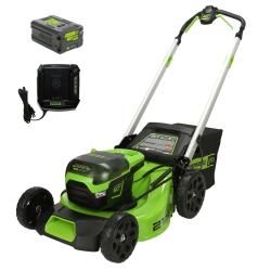GREENWORKS 60V 21” Cordless Push Lawn Mower (Led Lights + Aluminum Handles), 5.0Ah Battery And Rapid Charger Included