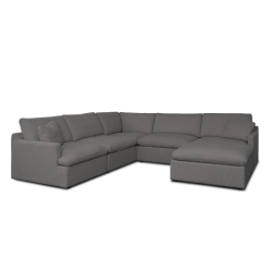 URBAN CALI Long Beach Modular Corner Sectional Sofa With Ottoman (Grey)