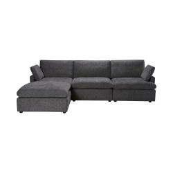 URBAN CALI Long Beach Medium Modular Sectional Sofa With Ottoman (Blue Grey)