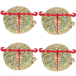 VEVOR 3/8In-1/2In Chain And Binder Kit, Ratchet Load Binders 9215Lbs Working Strength, Ratchet Binders And Chains, 3/8In X 10Ft Chains \w G70 Hooks