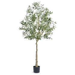 VEVOR 6 Ft Tall Faux Olive Tree, Secure Pe Material & Anti-Tip Tilt Protection Low-Maintenance Plant, Lifelike Fake Potted Tree for Home Office
