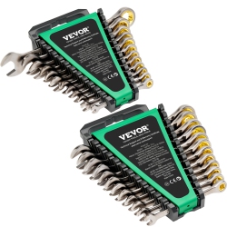 VEVOR 24-Piece Ratcheting Wrench Set \w Organizer Rack, Cr-V Steel Wrench Set Sae 1/4" to 7/8", Metric 8 MM to 19 Mm, Ideal for General Household