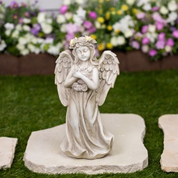 NORTHLIGHT Led Lighted Standing Cherub Angel Statue - 12