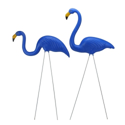 NORTHLIGHT Set Of 2 Tropical Flamingo Outdoor Lawn Stakes 33" In Blue