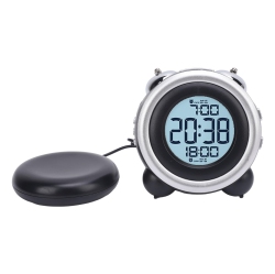 MYACUC Alarm Clock \w Bed Shaker, Battery Operated Vibrating Alarm Clock, Large Display, Snooze Function, Adjustable Volume ＆ Brightness, for Heavy