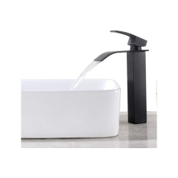 MYACUC Single-Lever Waterfall Faucet, Square Stainless Steel Basin Faucet Suitable for Kitchen, Bathroom In Black