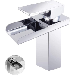 MYACUC Bathroom Sink Faucet, Modern Design Single Handle Waterfall Sink Faucet, Hot And Cold Water Available