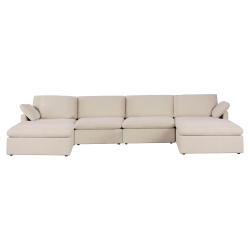 URBAN CALI Long Beach Modular U-Shaped Sectional Sofa (Beige)