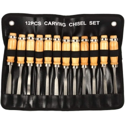 12 PCs Professional Wood Handle Carving Chisels Tools, Woodworking Sculpting Wood Carving Chisel Set for DIY Art Craft Clay Carpentry