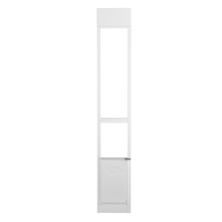 VEVOR 75 7/8"-80 11/16" Adjustable Height Sliding Glass Doggy Door for Sliding Doors, Aluminum Frame Tempered Glass Pet Door \w Hinge Structure Flap