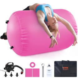VEVOR Tumble Track Air Spot, Round Inflatable Air Roller, Air Barrel Gymnastic Equipment \w Electric Pump, Tumbling Backbend Trainer for Gym/yoga/