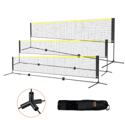 VEVOR 17Ft Wide Foldable Pickleball Net, Badminton Net, Height Adjustable Volleyball Net, Portable Easy Setup Tennis Net Set \w Poles, Stand And