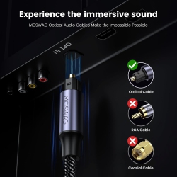 VECELOLIBILIS Audio Cable, Optical Male to Male Cable, Digital Cable Extension, Optical Cable Extension Braid Cables 24K Gold-Plated for Soundbar