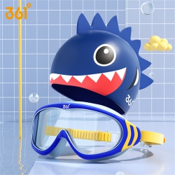 THE WAY Children's Swimming Goggles HD Waterproof And Fog-Proof Large Frame Swimming Goggles Professional Swimming Cap Blue And + Swimming Cap