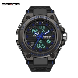 THE WAY Hot Selling Large Dial Tactical Watch, Fashionable And Multifunctional for Male Students, Dual Display Sports Waterproof Electronic Watch