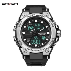 THE WAY Hot Selling Large Dial Tactical Watch, Fashionable And Trendy Multifunctional Watch for Male Students, Dual Display Sports Waterproof