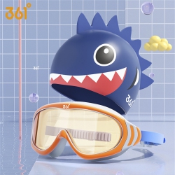 THE WAY Children's Swimming Goggles HD Waterproof And Fog-Proof Large Frame Swimming Goggles Professional Swimming Cap 6045 Hami + Swimming Cap