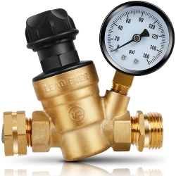 MYACUC Rv Water Pressure Regulator, 3/4 Inch Brass Lead Free Pressure Reducing Valve for Rv Camper Travel Trailer Accessories 0-160 Psi