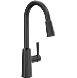 MOEN Riley Matte One-Handle Modern Pulldown Kitchen Faucet Featuring Power Boost for A Faster Clean In Black