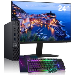 DELL Refurbished (Good) - Optiplex Mini Tiny Computer PC - 24" Inch Fhd Monitor, Intel Core 3.20Ghz Processor, 16GB Ddr4 Ram, 512GB Nvme SSD