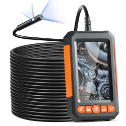 VEVOR 4X Zoom Endoscope Camera \w Light, Dual Lens Borescope \w 49.2Ft Semi-Rigid Cable, 4.3" Screen 1080P Inspection Camera, 8 + 1 Led Lights, Ip67