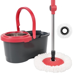 LIVINGBASICS Spin Mop And Bucket Set, Floor Cleaning Set \w 1 Extra Mop Head, Detachable Spinning Basket And Easy Wring 360°Magic Mop, Swivel Wet