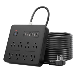 GREEN SCENIC Multifunctional Socket Strip for Home Office Wiring Board USB Multi-Hole Socket - 1.8M In Black