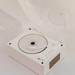 THE WAY Retro Multi-Function CD Player, Portable Antique Leather Case Bluetooth Speaker Hi-Fi Album Music Gift - Wood Grain In White