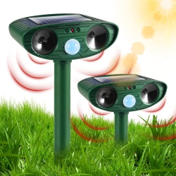 MYACUC 2 Pack Solar Ultrasonic Animal Repeller Outdoor, Repellent Devices Waterproof Motion Activated for Yard Garden Lawn, Defender Rat, Squirrel