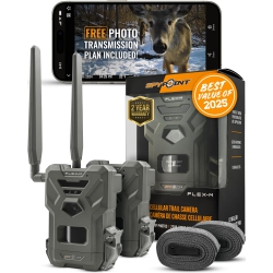 SPYPOINT Flex-M Twin Pack Cellular Trail Cameras – 28Mp Photos, 720P Video W/ Sound, Gps, Night Vision, Motion Activated, No Wifi, Ip65 Rated –