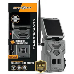 SPYPOINT Flex-S-Dark Solar Cellular Trail Camera – Built-In Solar Panel, 40Mp Photos, 1080P Videos + Sound, No-Glow Game Camera, Night Vision