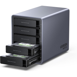 UGREEN 5 Bay USB C Raid Hard Drive Enclosure 100Tb for 3.5 2.5 Inch SSD HDD, Disk Array Support Raid0 Raid1 Raid10 Raid3 Raid5 Clone Pm Large Mode