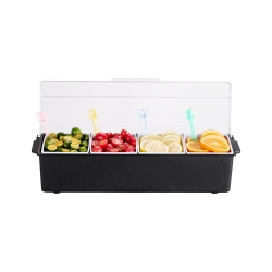 VEVOR 4 Compartment Chilled Condiment Server, Chilled Garnish Tray Bar Caddy \w Lid, for Bartending & Serving Taco, Salad, Fruit, Home & Restaurant