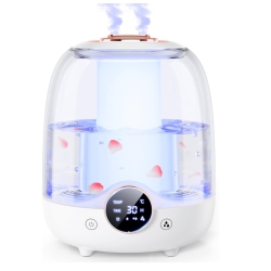 MAYCUC Humidifiers for Bedroom, Small Home Humidifier With 3L Tank, Dual Nozzles, Led Lights, Smart Timer, Auto Shut-Off, Portable Office Humidifier