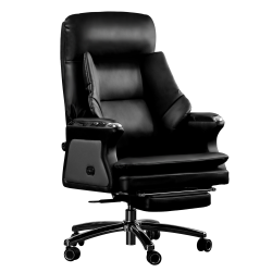KINNLS Winston Leather Heated Ventilation Classic Luxury Office Chair \w Massage, Power Recliner Executive Desk Chair, Adjustable Tilk Angle (Black)