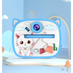 THE WAY Children's Camera Polaroid Camera Mini Disposable Portable Thermal Paper Digital Camera, 2.4-Inch HD Screen, Support Multiple Langauges Kitten