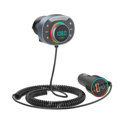 THE WAY New Upgrade T86 Bluetooth Car Mp3 Player 3 Ports Pd And Qc Fm/mp3 Pd Qc3.0 Fast Charging Car Player Car Fm Transmitter Ambient In Light Blue