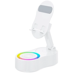 THE WAY New Induction Mobile Phone Holder Power Bank, Bluetooth Speaker Desktop Live Audio, Portable Bluetooth Speaker Foldable - In White