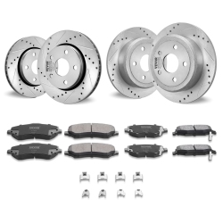 VEVOR Front And Rear Brake Kit Compatible \w 2007-2017 Jeep Wrangler, Drilled And Slotted Brake Rotors Ceramic Brake Pads Replacement, 11.9" Front