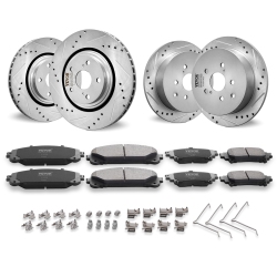 VEVOR Front And Rear Brake Kit Compatible \w Toyota Sienna, Rx450H, Drilled And Slotted Brake Rotors Ceramic Brake Pads Replacement, 12.9" Front