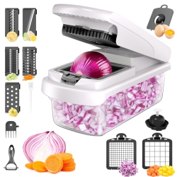 MYACUC 15-In-1 Vegetable Chopper And Cheese Grater With Container, Onion Slicer And Kitchen Gadget Set