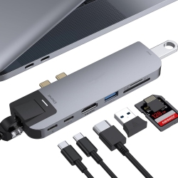 NIERBO Macbook Air USB C Adapter Multiport Dongle Accessories for 2020 2019 2018 13 15 16 Inch, \w 4K HDMI, Gigabit Ethernet, 100W Charging, USB 3.0&