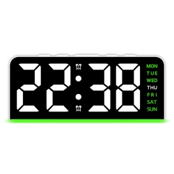 THE WAY Led Large Character Digital Clock Atmosphere Light Date Desk Clock Multi-Function Digital Alarm Clock \w Backlight Temperature - Gh8033 White
