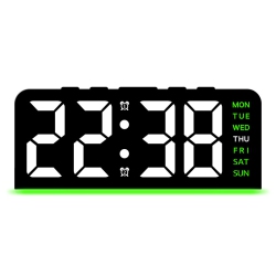 THE WAY Led Large Character Digital Clock Atmosphere Light Date Desk Clock Multi-Function Digital Alarm Clock \w Backlight Temperature - Gh8033 Black