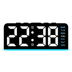 THE WAY Led Large Character Digital Clock Atmosphere Light Date Desk Clock Multi-Function Digital Alarm Clock \w Backlight Temperature - Gh8033 Black